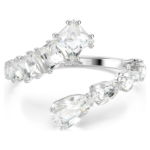 Matrix bangle Mixed cuts, White, Rhodium plated