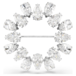 Matrix brooch Pear cut, White, Rhodium plated