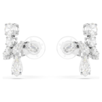 Matrix clip earrings Mixed cuts, White, Rhodium plated