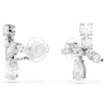 Matrix clip earrings Mixed cuts, White, Rhodium plated - Image 4