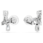 Matrix clip earrings Mixed cuts, White, Rhodium plated - Image 5