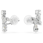 Matrix clip earrings Mixed cuts, White, Rhodium plated - Image 6