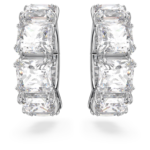 Matrix clip earrings Square cut, White, Rhodium plated - Image 3