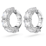 Matrix clip earrings Square cut, White, Rhodium plated - Image 4