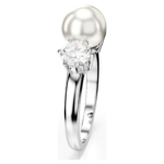 Matrix cocktail ring Crystal pearl, Round cut, White, Rhodium plated - Image 4
