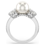 Matrix cocktail ring Crystal pearl, Round cut, White, Rhodium plated - Image 5