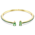 Matrix cuff Mixed cuts, Green, 18K gold finish