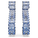 Matrix drop earrings Baguette cut, Blue, Ruthenium plated - Image 3