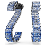Matrix drop earrings Baguette cut, Blue, Ruthenium plated - Image 7