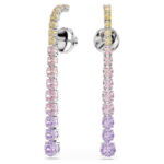 Matrix drop earrings Gradient of round cuts, Multicoloured, Rhodium plated