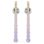 Matrix drop earrings Gradient of round cuts, Multicoloured, Rhodium plated - Image 3