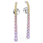 Matrix drop earrings Gradient of round cuts, Multicoloured, Rhodium plated - Image 4