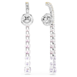 Matrix drop earrings Gradient of round cuts, Multicoloured, Rhodium plated - Image 5