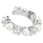 Matrix ear cuff Set (3), Crystal pearl, Round cut, White, Rhodium plated - Image 6