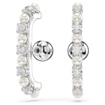 Matrix ear cuff Set (3), Crystal pearl, Round cut, White, Rhodium plated - Image 3
