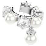 Matrix ear cuff Set (3), Crystal pearl, Round cut, White, Rhodium plated - Image 5