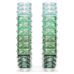 Matrix hoop earrings Baguette cut, Octagon shape, Colour gradient, Green, Rhodium plated - Image 3