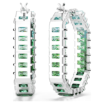 Matrix hoop earrings Baguette cut, Octagon shape, Colour gradient, Green, Rhodium plated - Image 5