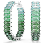 Matrix hoop earrings Baguette cut, Octagon shape, Colour gradient, Green, Rhodium plated - Image 6