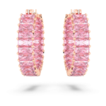 Matrix hoop earrings Baguette cut, Pink, 18K rose gold finish - Image 3