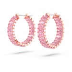 Matrix hoop earrings Baguette cut, Pink, 18K rose gold finish - Image 4