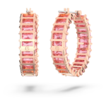 Matrix hoop earrings Baguette cut, Pink, 18K rose gold finish - Image 5