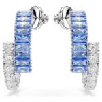 Matrix hoop earrings Mixed cuts, Blue, Rhodium plated - Image 3