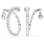 Matrix hoop earrings Mixed cuts, White, Rhodium plated - Image 6