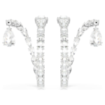 Matrix hoop earrings Mixed cuts, White, Rhodium plated