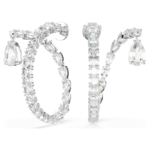 Matrix hoop earrings Mixed cuts, White, Rhodium plated - Image 3