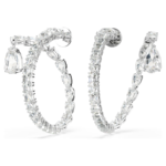 Matrix hoop earrings Mixed cuts, White, Rhodium plated - Image 4