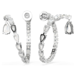 Matrix hoop earrings Mixed cuts, White, Rhodium plated - Image 5