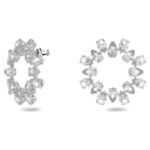 Matrix hoop earrings Pear cut, White, Rhodium plated - Image 3