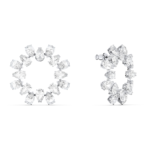 Matrix hoop earrings Pear cut, White, Rhodium plated - Image 4