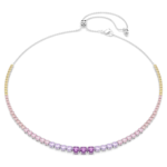 Matrix necklace Gradient of round cuts, Multicoloured, Rhodium plated - Image 8