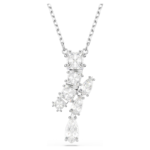 Matrix pendant Mixed cuts, White, Rhodium plated