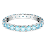 Matrix ring Round cut, Blue, Rhodium plated