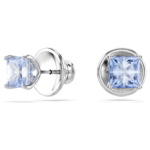 Matrix stud earrings Square cut, Blue, Rhodium plated - Image 3