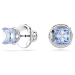Matrix stud earrings Square cut, Blue, Rhodium plated - Image 6