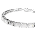 Matrix Tennis bracelet Baguette cut, White, Rhodium plated - Image 3