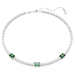 Matrix Tennis necklace Mixed cuts, Green, Rhodium plated - Image 7