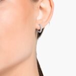 Matrix Vittore hoop earrings Round cut, White, Rhodium plated - Image 2