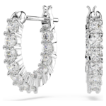 Matrix Vittore hoop earrings Round cut, White, Rhodium plated