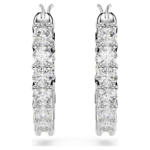 Matrix Vittore hoop earrings Round cut, White, Rhodium plated - Image 3