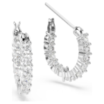 Matrix Vittore hoop earrings Round cut, White, Rhodium plated - Image 4