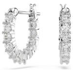 Matrix Vittore hoop earrings Round cut, White, Rhodium plated - Image 7