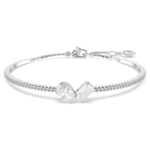 Mesmera bangle Mixed cuts, White, Rhodium plated