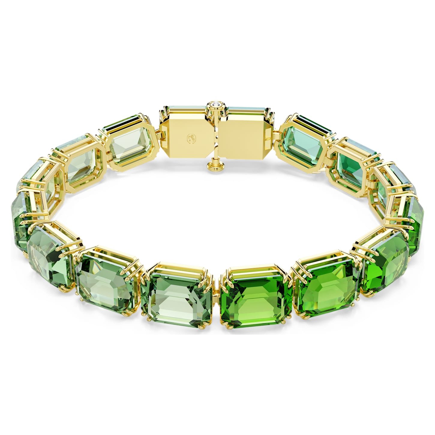 Millenia bracelet Octagon cut, Colour gradient, Green, 18K gold finish