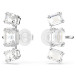 Millenia clip earrings Octagon cut, White, Rhodium plated - Image 3