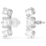 Millenia clip earrings Octagon cut, White, Rhodium plated - Image 4